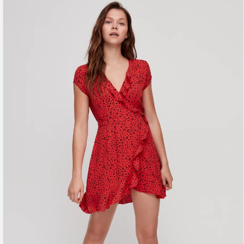 Sunday Best Savoy Dress Leopard Print Tan Wrap Dress from Aritzia